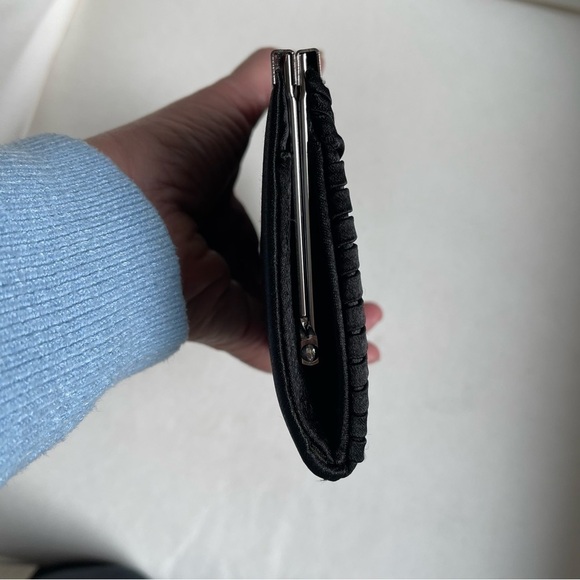 ABS Allen Schwartz Black Satin Evening Bag Clutch Shoulder Crossbody Rhinestone - Picture 6 of 13